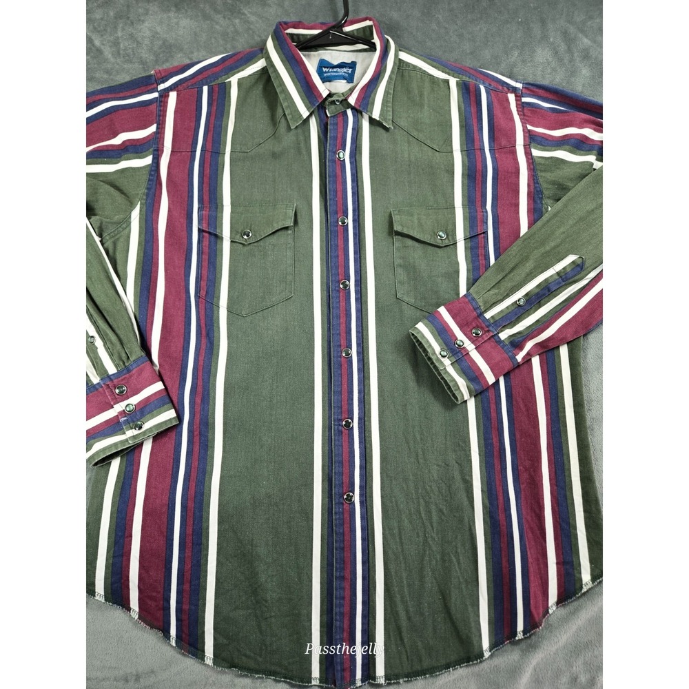 VTG Wrangler Shirt Mens Extra Larger 90s Brushpopper Western Western Rodeo Snap